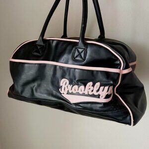 y2k 2000s Vintage Black and Pink Bowler Bag Handbag Brooklyn New York